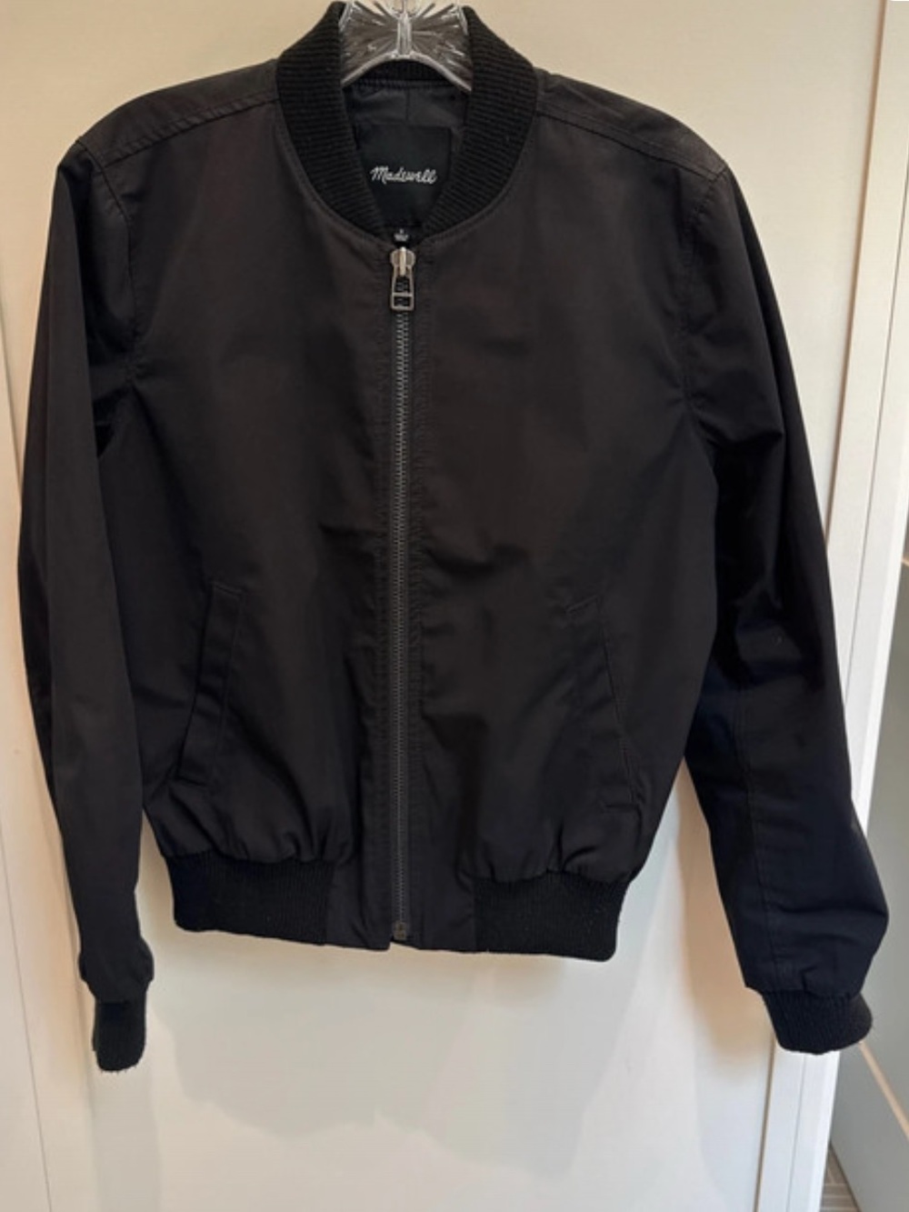 Madewell Black Bomber Jacket with Ribbed Trim
